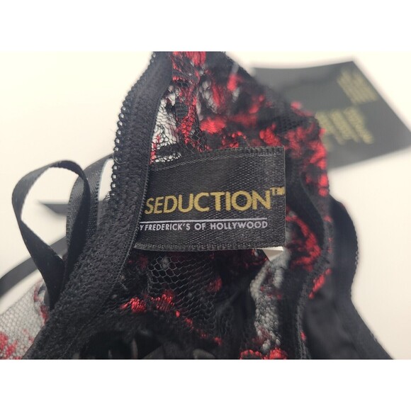 Vtg Frederick's Of Hollywood SEDUCTION BLACK RED LACE CROTCHLESS Panties Sz M - Picture 6 of 11